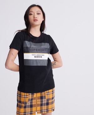 Superdry Stripe Block Női Pólók Fekete | CYGQT0852